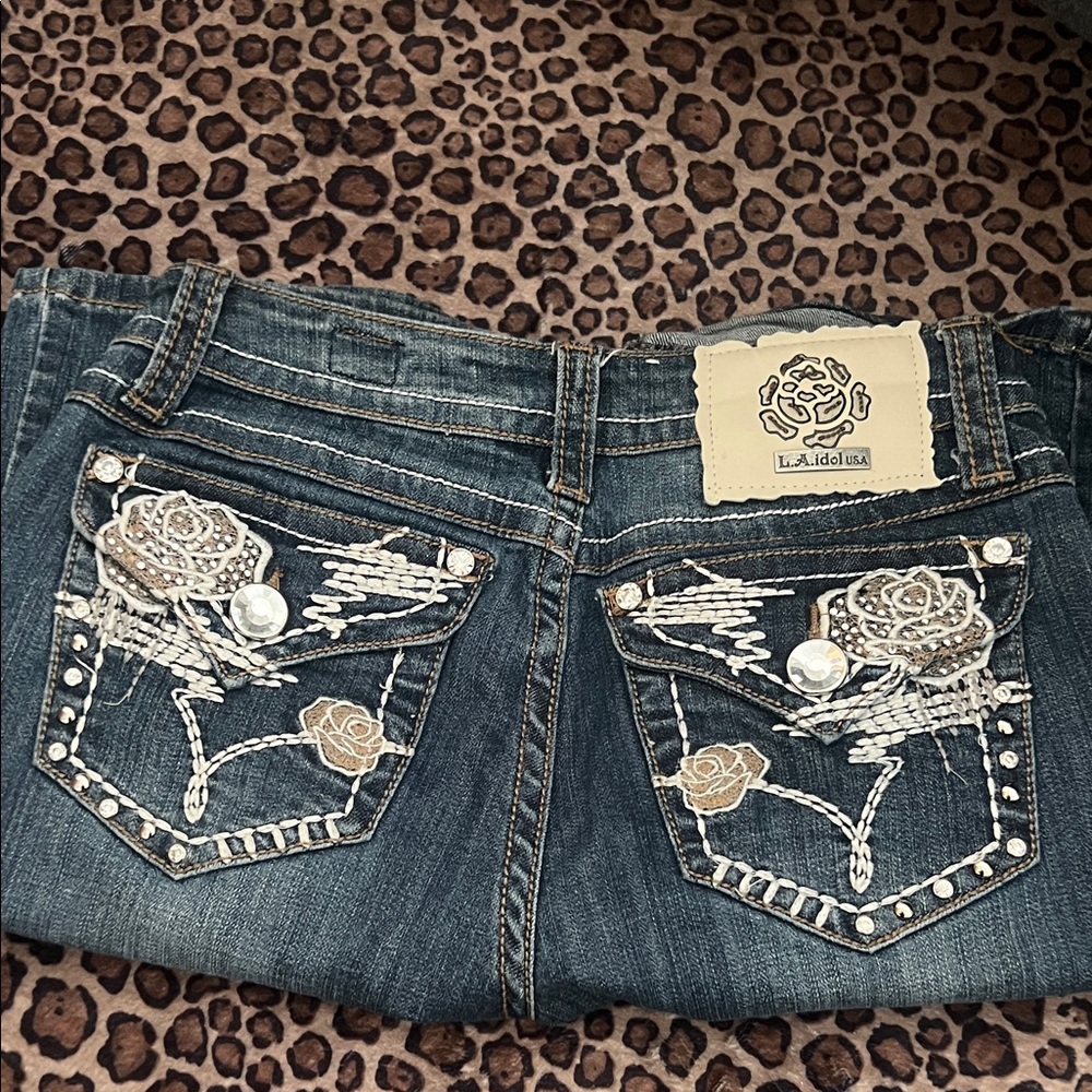 Y2K L.A. Idol Rose Rhinestone Embodied bootcut jeans
